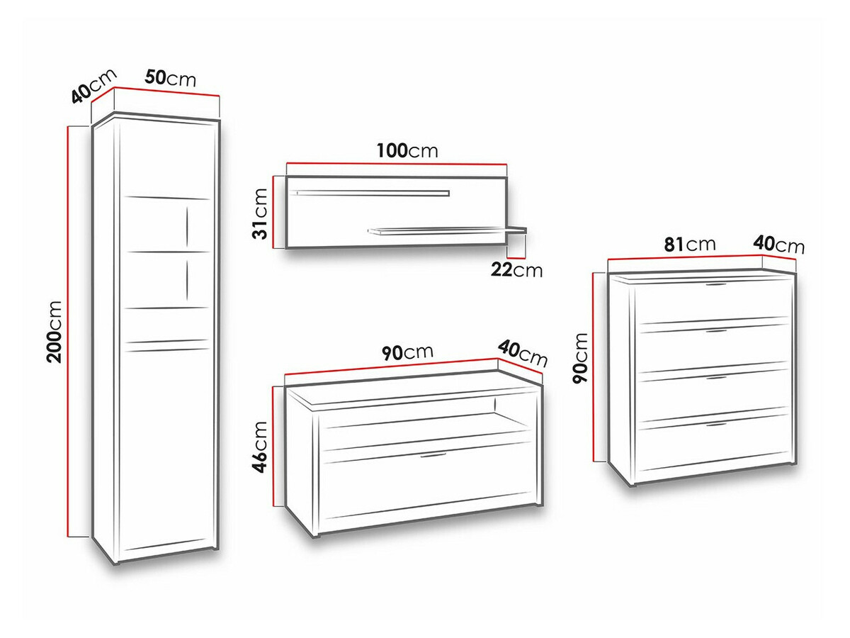Набор для гостиной Fivelbo 115 (Монастырский дуб + Глянцевый черный)