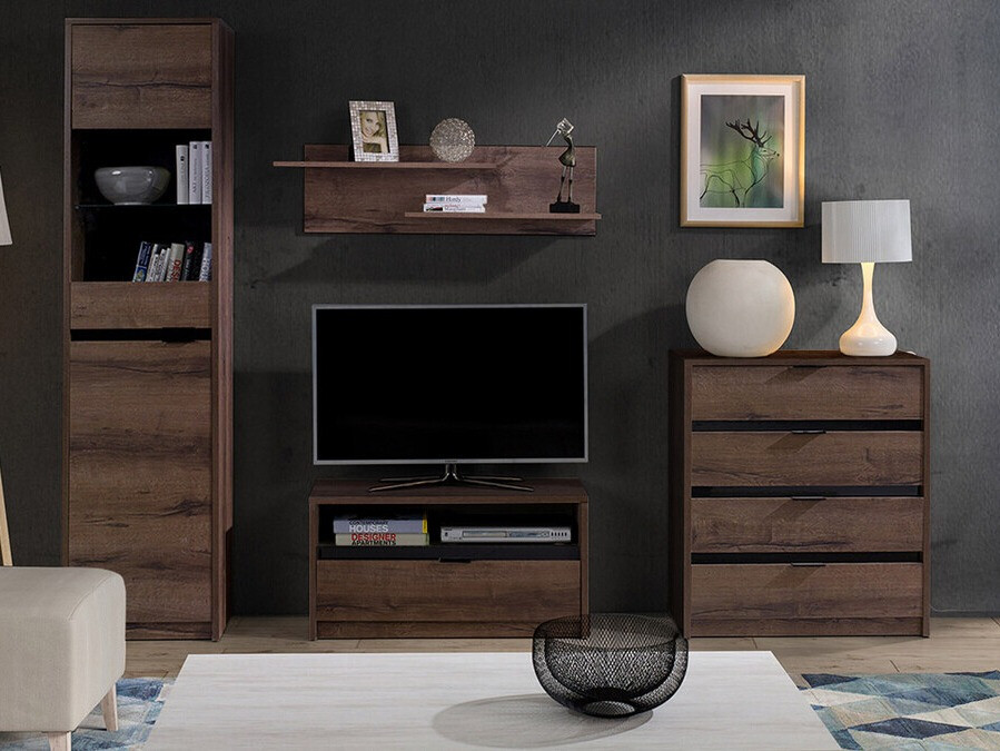 Viesistabas komplekts Fivelbo 115 (Monastery ozols + Glancēts melns)