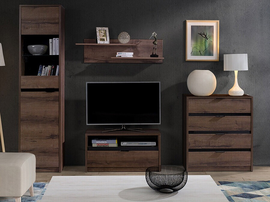 Viesistabas komplekts Fivelbo 115 (Monastery ozols + Glancēts melns)