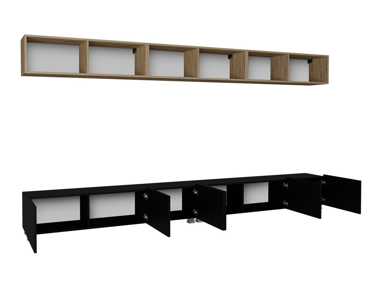 Viesistabas komplekts Tivdalu 153 (Balts + Glancēts balts + Zeltains ozols)