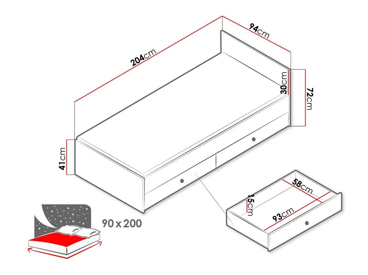 Gulta Almira 113 (Artisan ozols + Balts + Pelēks)