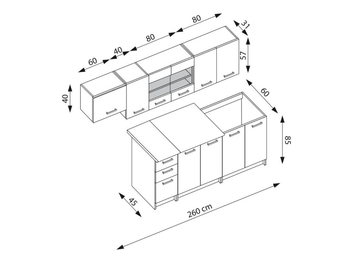 Кухонный гарнитур Houston 1182 (Artisan дуб + Матовый серый + Дуб вотан)