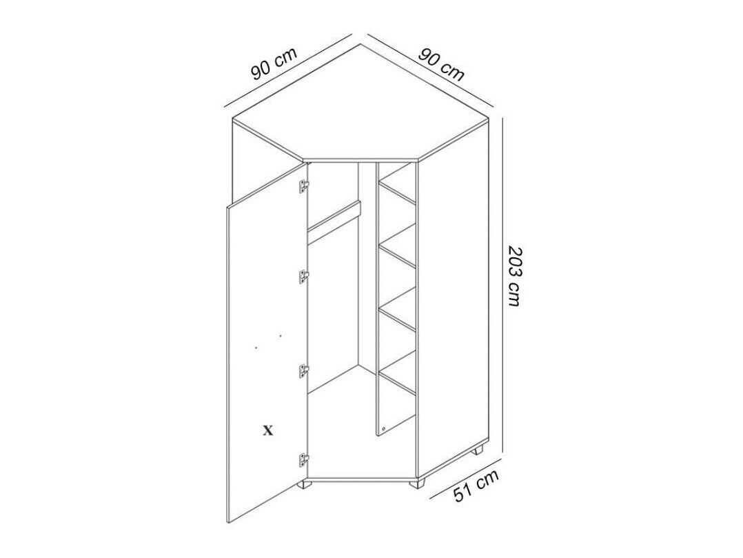 Stūra skapis Murrieta 108 (Sonomas ozols)
