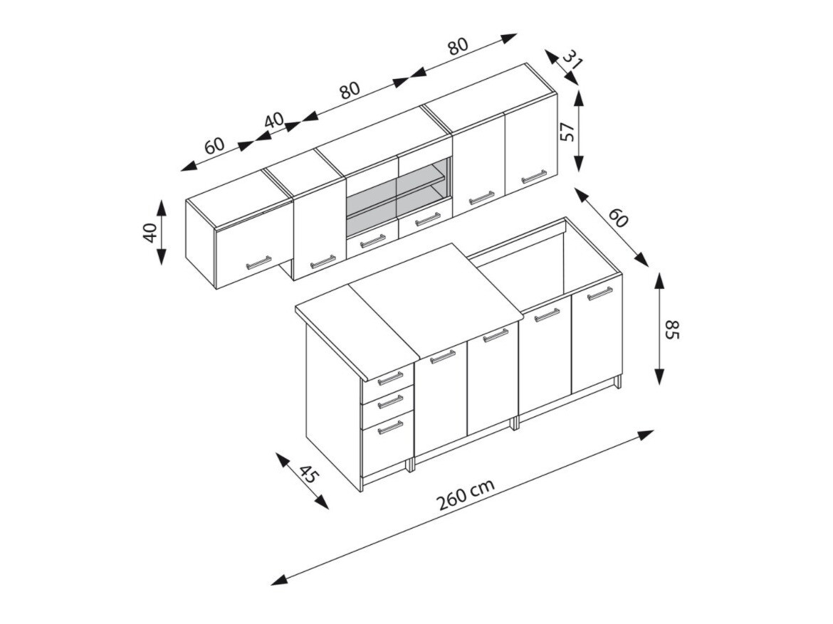 Virtuves komplekts Houston 1182 (Sanavma ozols + Balts + Bēšs)