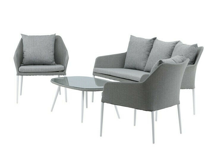 Dārza mēbeļu komplekts Dallas 3116 (Gaiši pelēks + Balts)