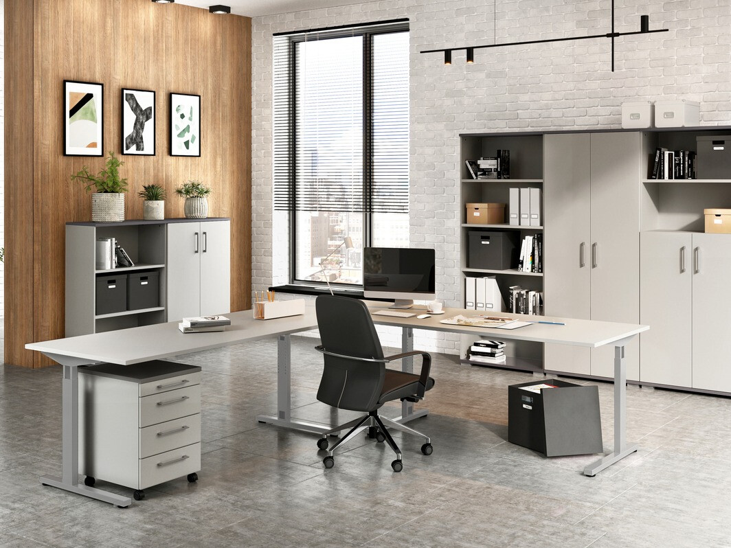 Письменный cтол Lartesi 106 (Светло-серый + Графит)