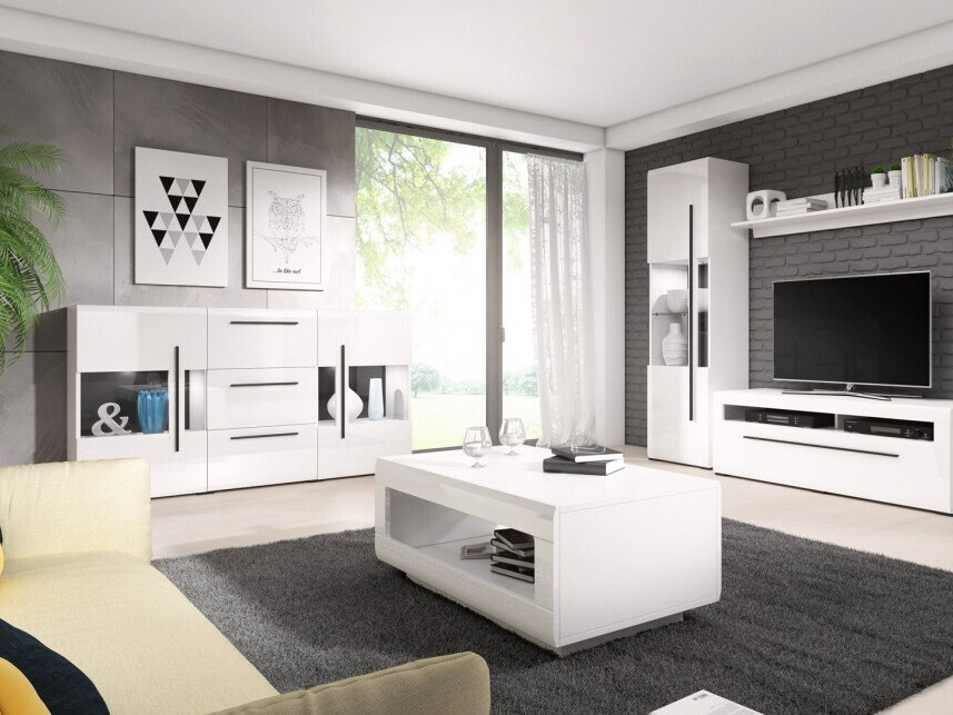 Kомод Ophsalu 106 (Белый + Глянцевый белый)