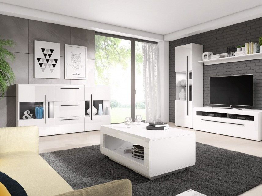 Žurnālu galdiņš Ophsalu 102 (Balts + Glancēts balts)