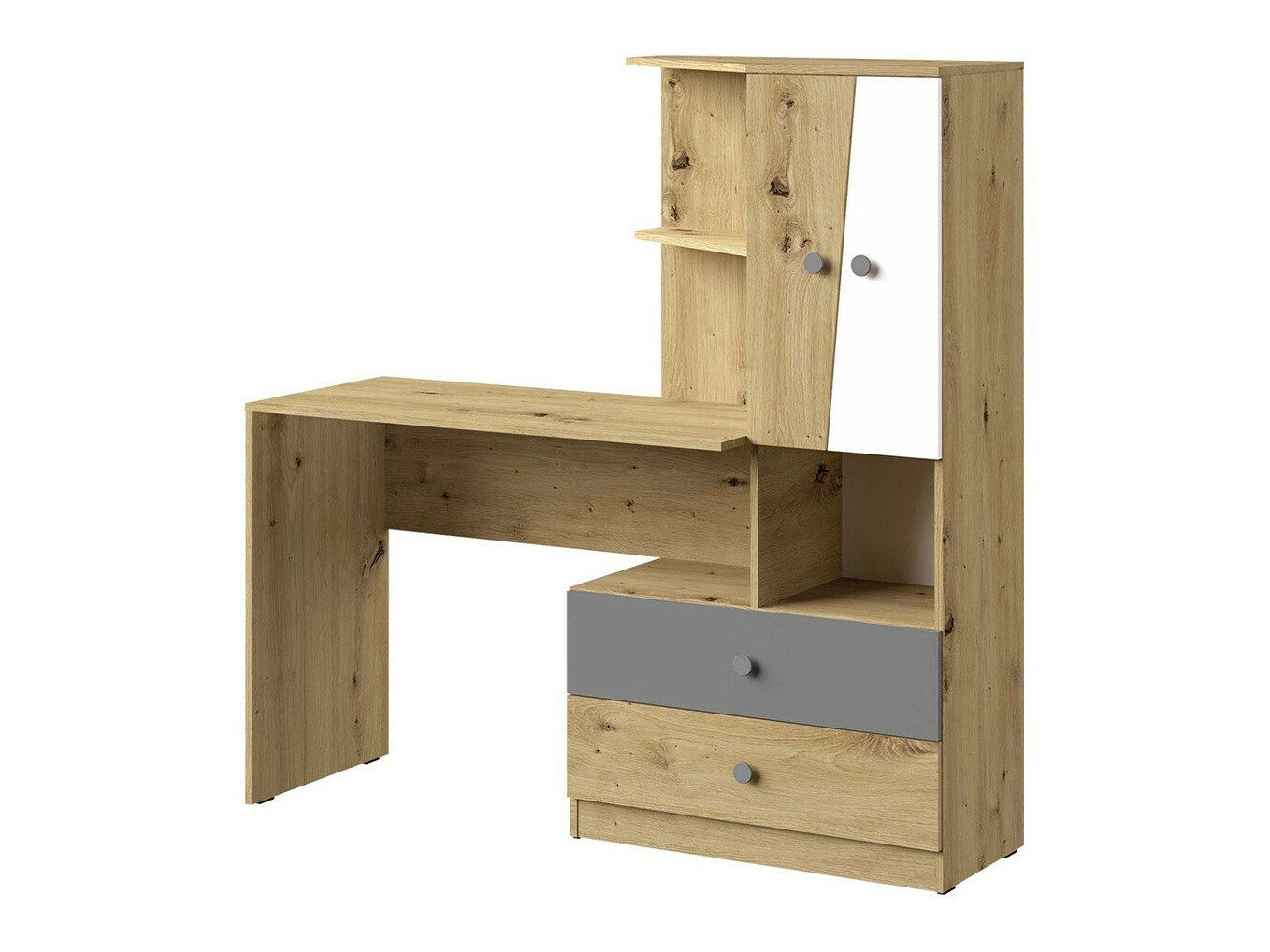 Письменный cтол Almira 110 (Artisan дуб + Белый + Серый)