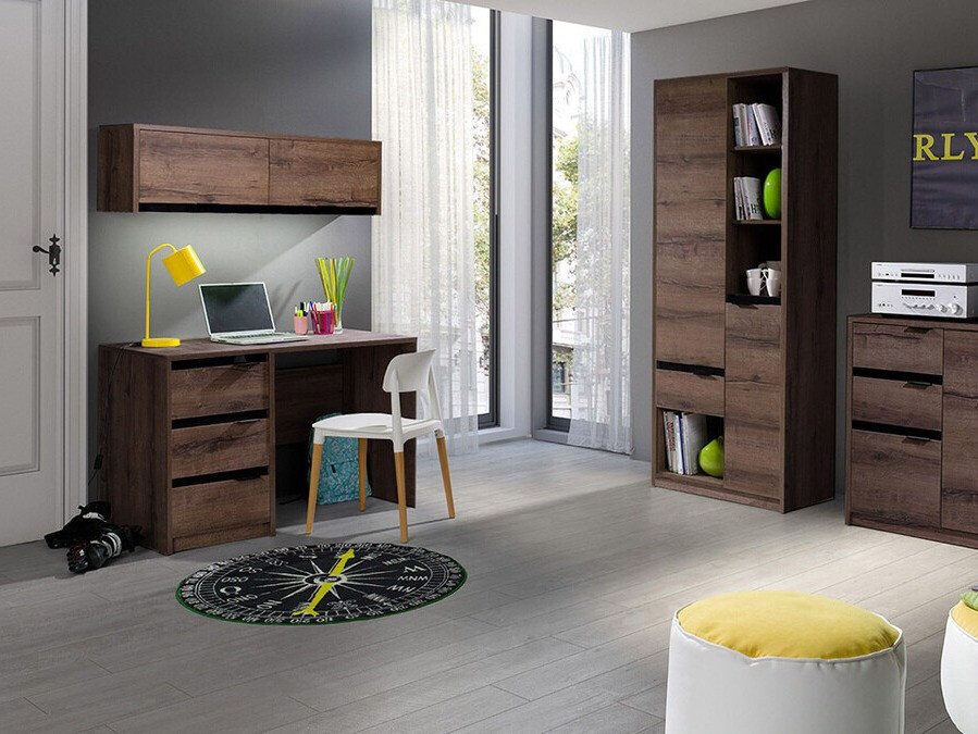 Письменный cтол Fivelbo 100 (Монастырский дуб + Глянцевый черный)