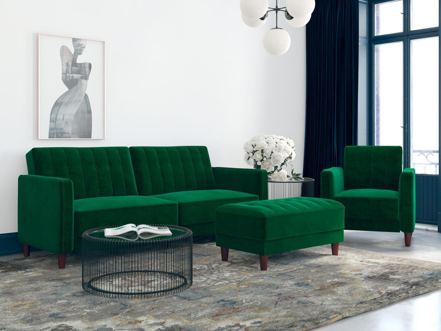 Dīvāns gulta Tulsa 187 (Zaļš)