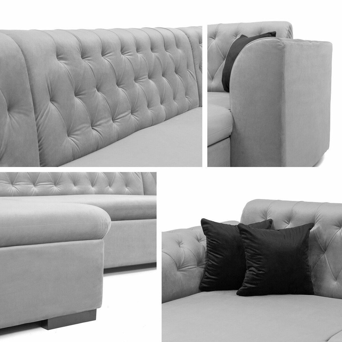 Chesterfield stūra dīvāns Comfivo 255 (Magic Velvet 2250 + Senegal 825)