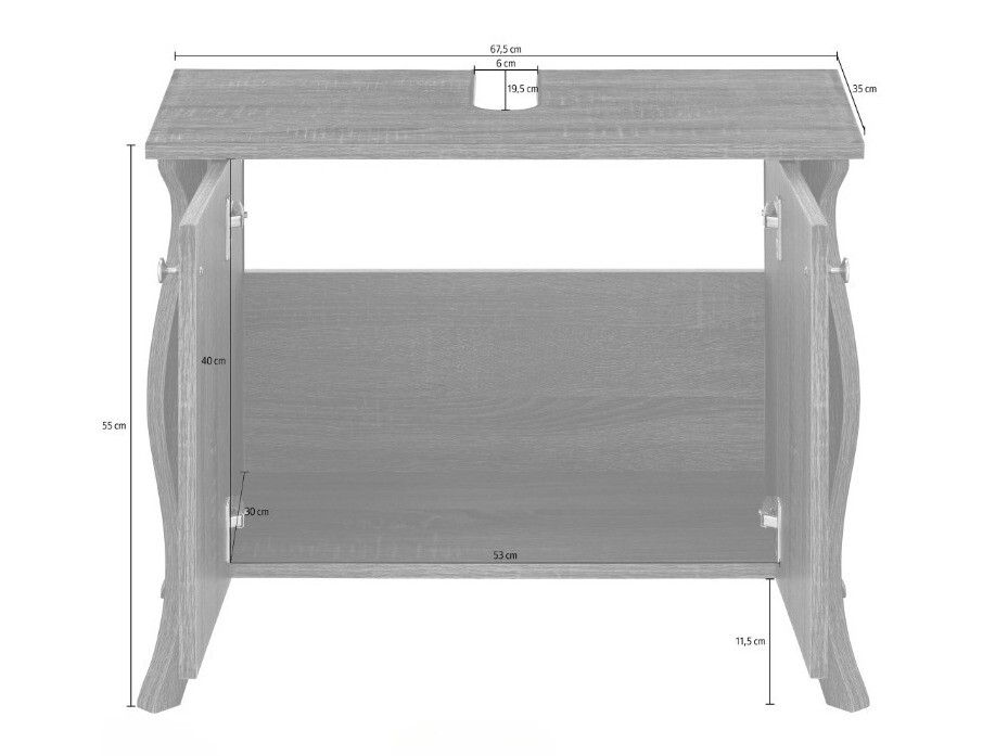 Stāvošs vannas istabas skapītis izlietnei Ophtole 100 (Pelēks ozols)