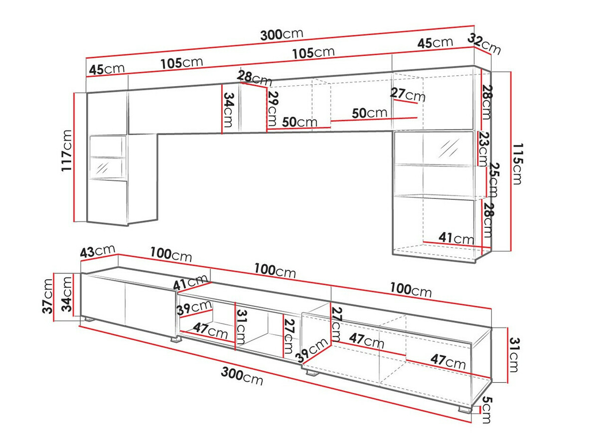 Набор для гостиной Tivdalu 144 (Чёрный + Глянцевый черный + Artisan дуб)