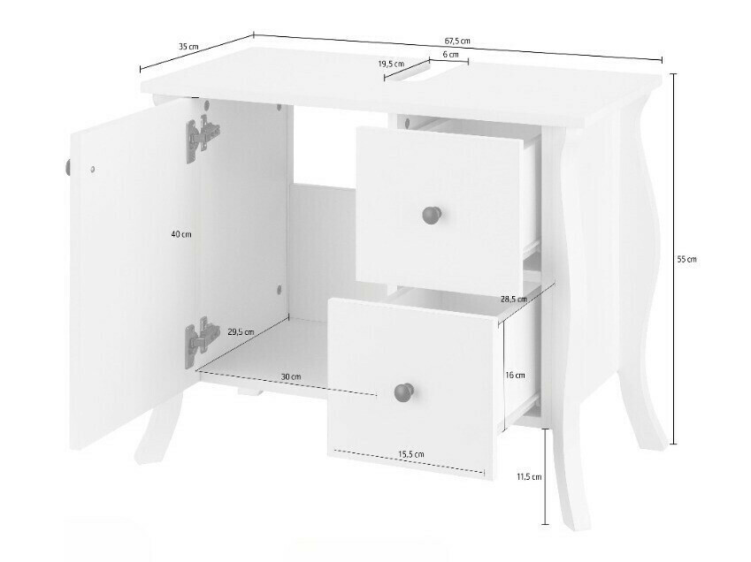 Vannas komplekts Ophtole 105 (Pelēks ozols)