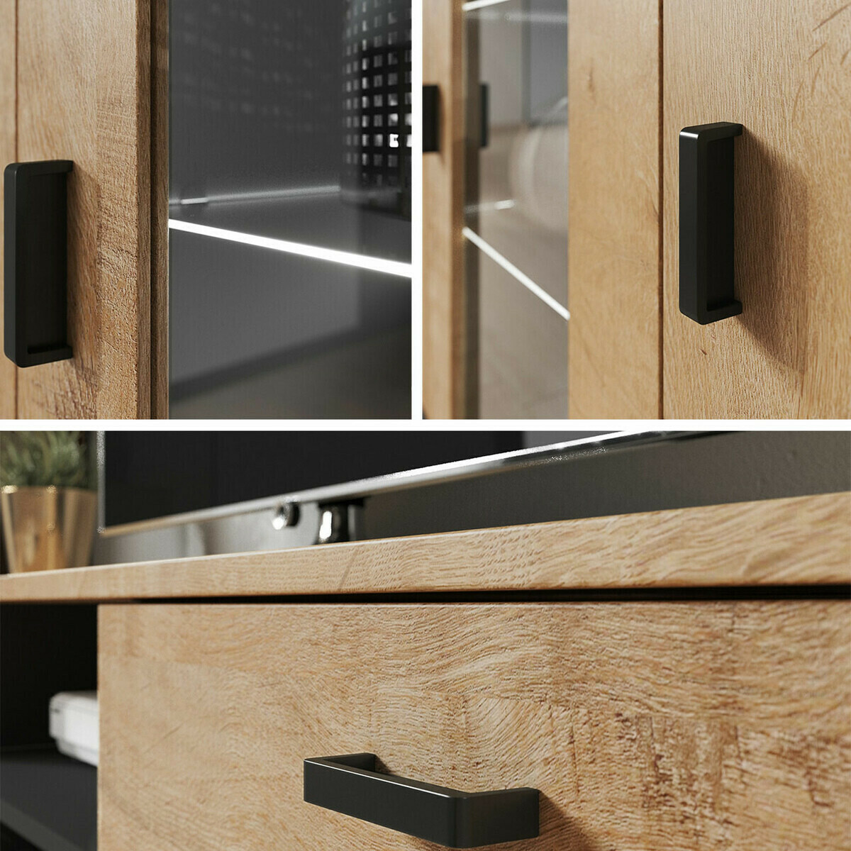 Viesistabas komplekts Tornola 115 (Melns + Glancēts melns)