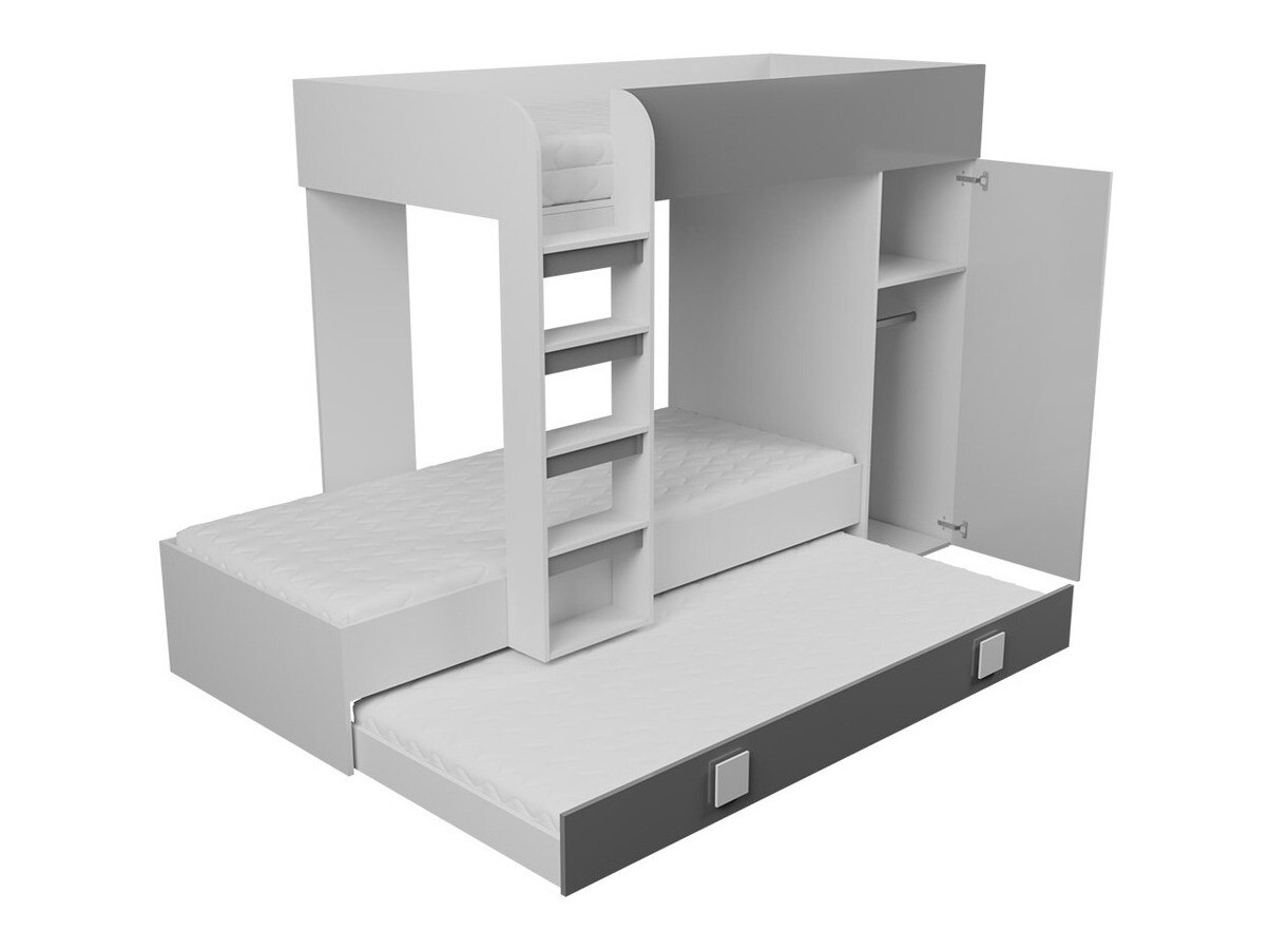 Двухъярусная кровать Hartford 191 (Белый + Глянцевый черный + Глянцевый белый)