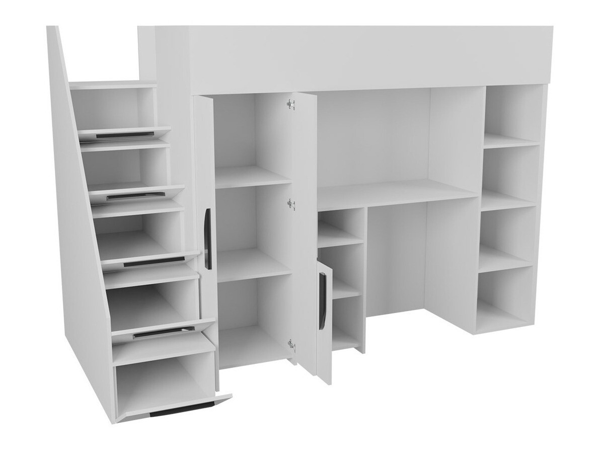 Высокая кровать Hartford 192 (Белый + Глянцевый розовый + Глянцевый белый)