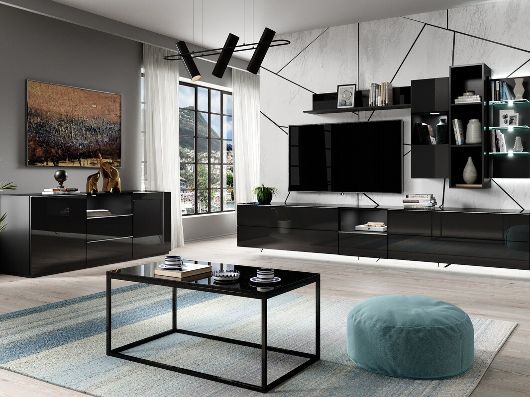 Piekarams skapītis Fervese 105 (Melns + Glancēts melns)