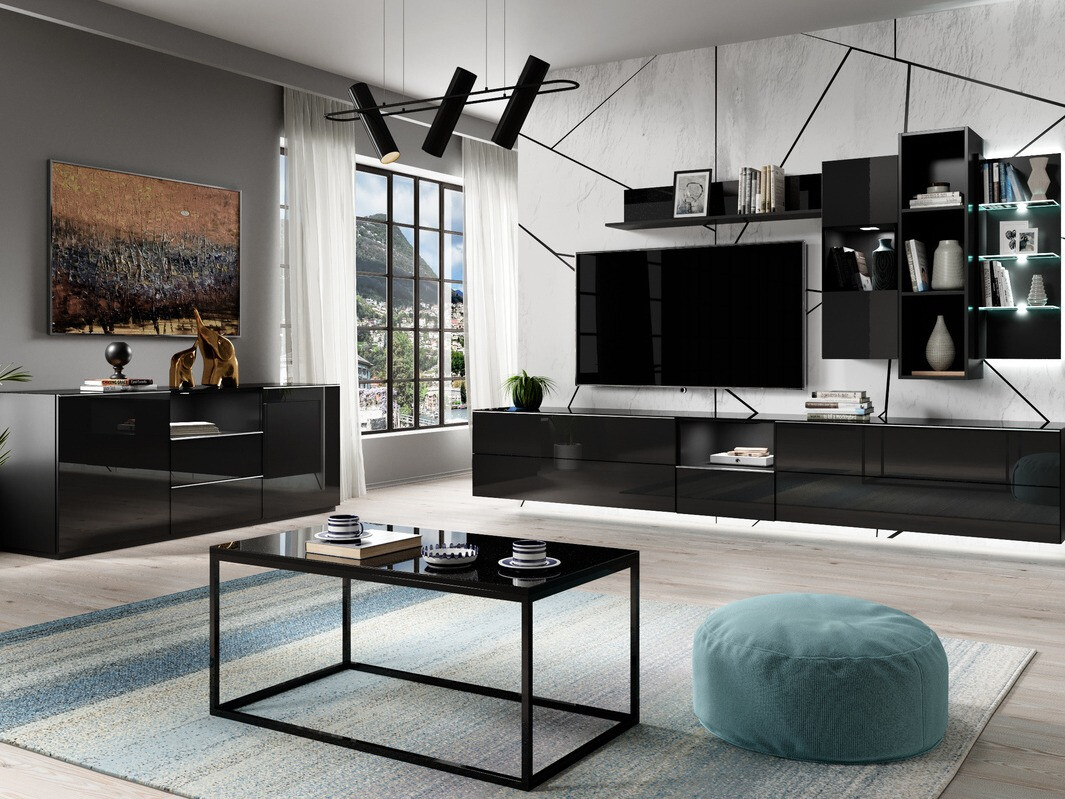 Piekarams skapītis Fervese 106 (Melns + Glancēts melns)