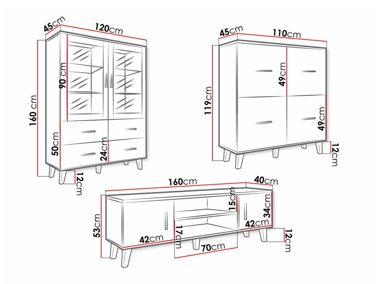 Viesistabas komplekts Larfloi 113 (Votan ozols + Melns)