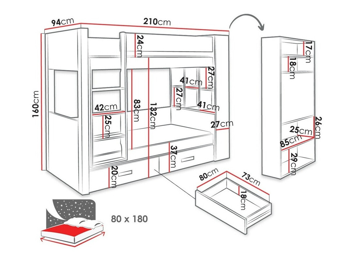 Двухъярусная кровать Henderson 141 (Белый + Синий)