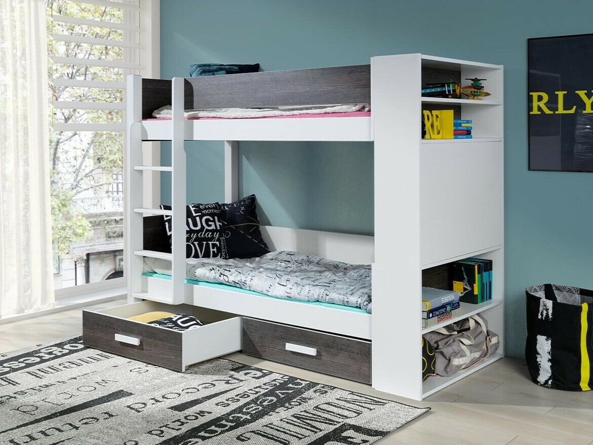 Двухъярусная кровать Henderson 141 (Белый + Темный Zebrano)