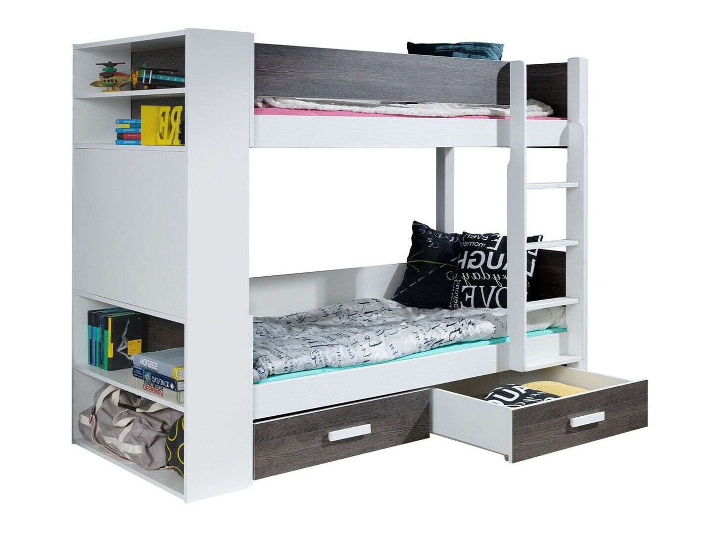 Двухъярусная кровать Henderson 142 (Белый + Темный Zebrano)