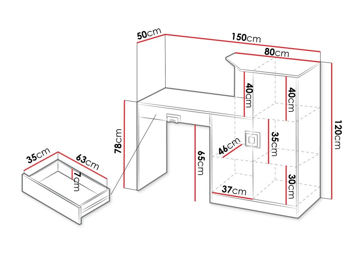 Rakstāmgalds Tolfere 105 (Gaišs ozols + Balts)