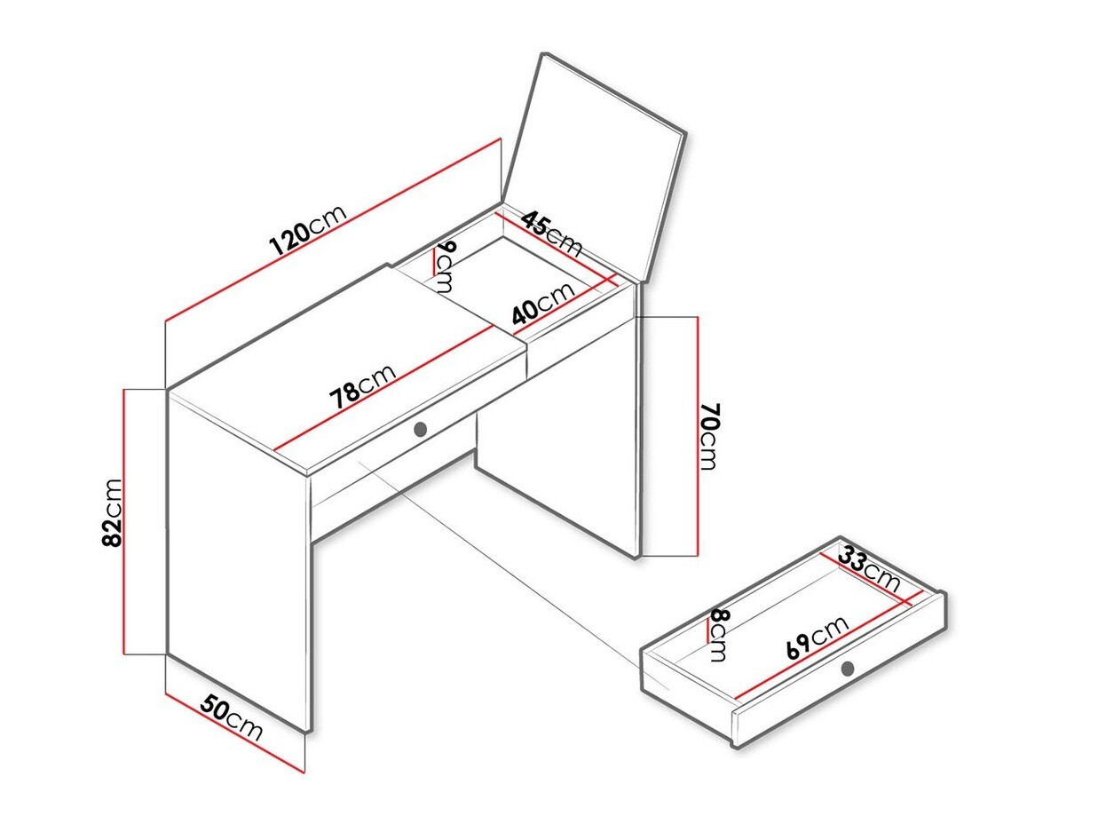 Rakstāmgalds Almira 109 (Artisan ozols + Balts)