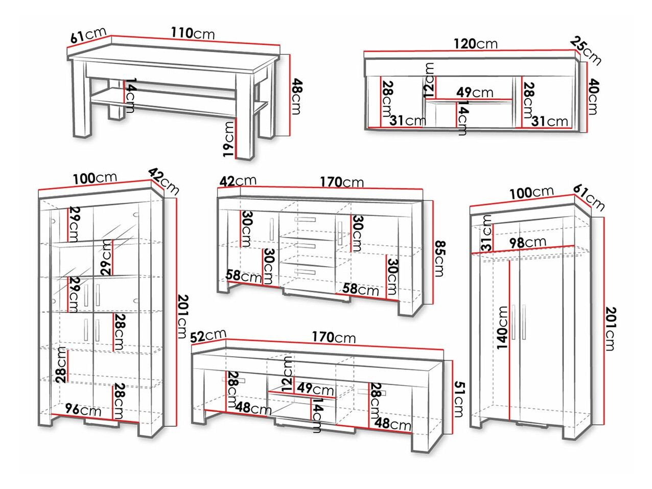 Viesistabas komplekts Melfeli 126 (Sonomas ozols)