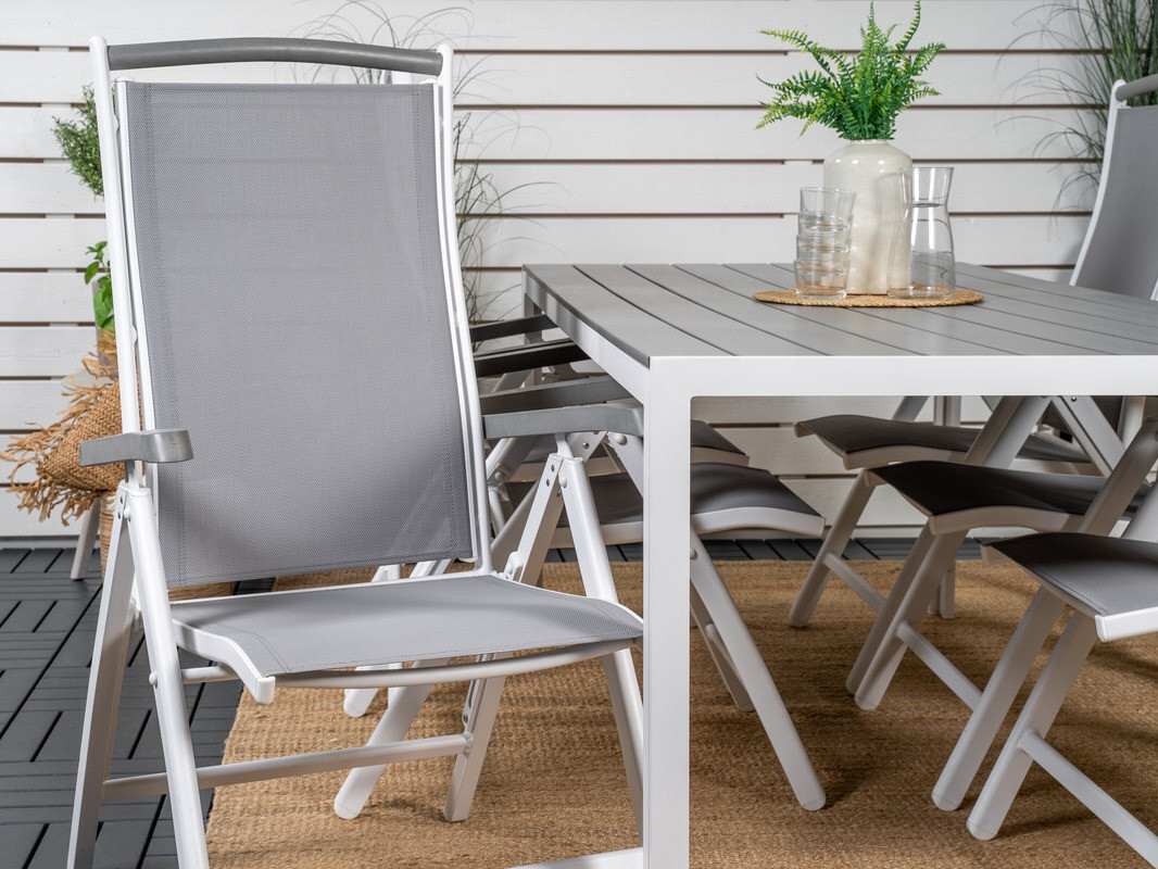 Galds un krēslu komplekts Dallas 2325 (Pelēks + Balts)