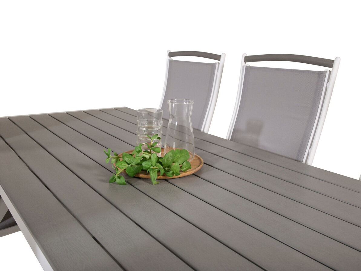 Galds un krēslu komplekts Dallas 2325 (Pelēks + Balts)