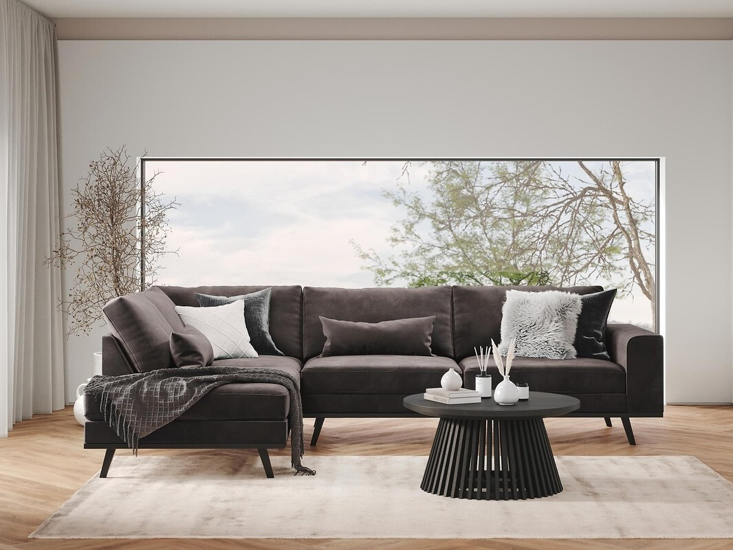 Stūra dīvāns Floromo 107 (Monolith 95)