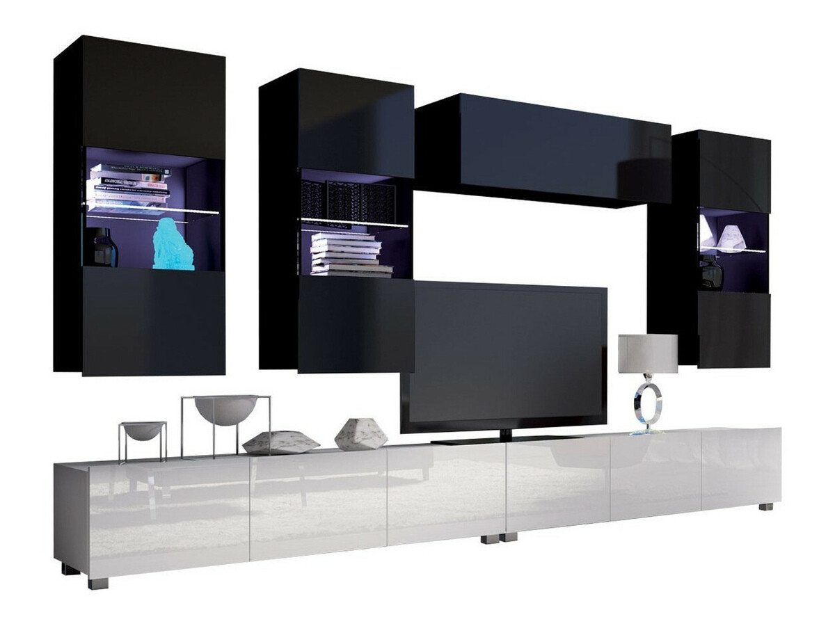 Набор для гостиной Tivdalu 109 (Белый + Глянцевый белый + Чёрный + Глянцевый черный)