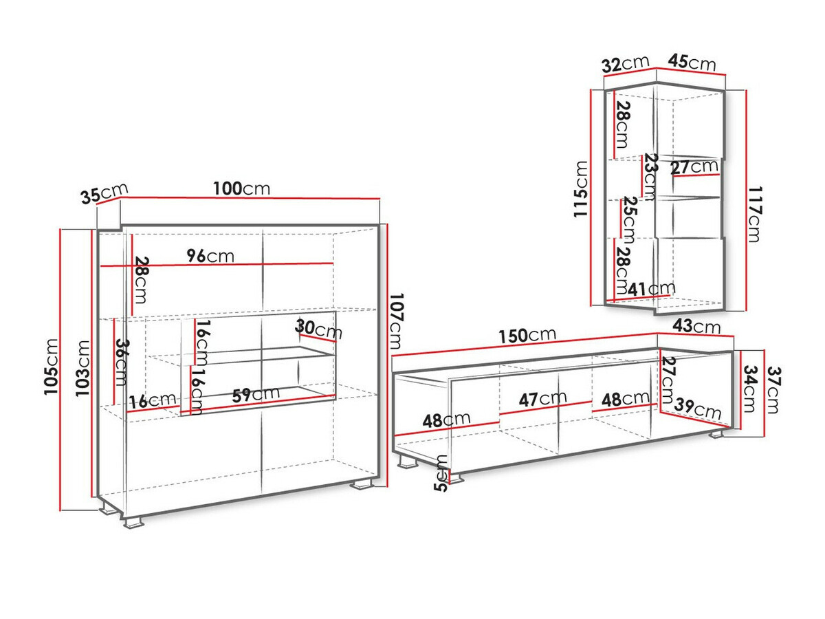 Набор для гостиной Tivdalu 111 (Золотистый дуб + Белый + Глянцевый белый)