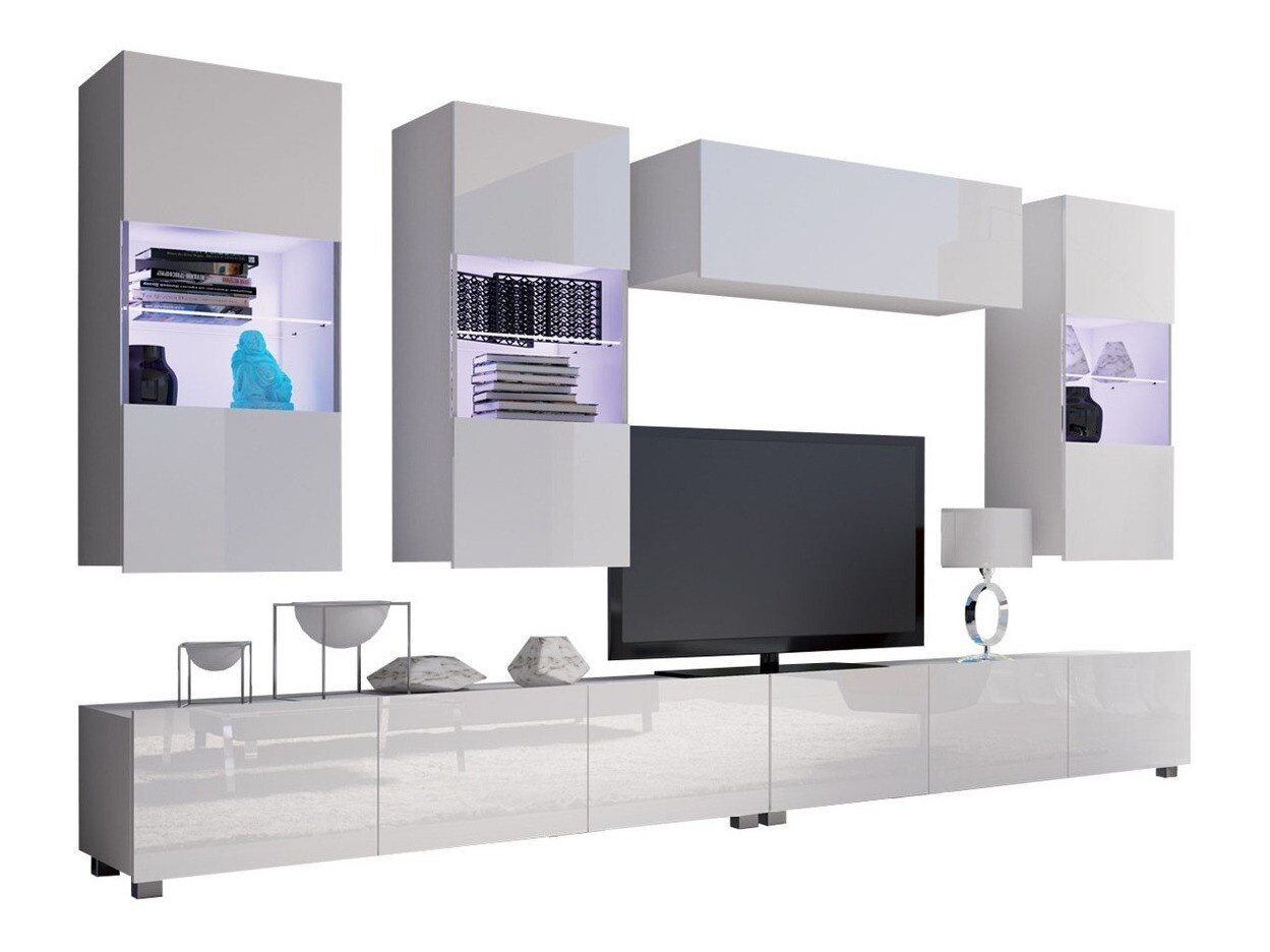 Viesistabas komplekts Remus V (Balts + Glancēts balts)