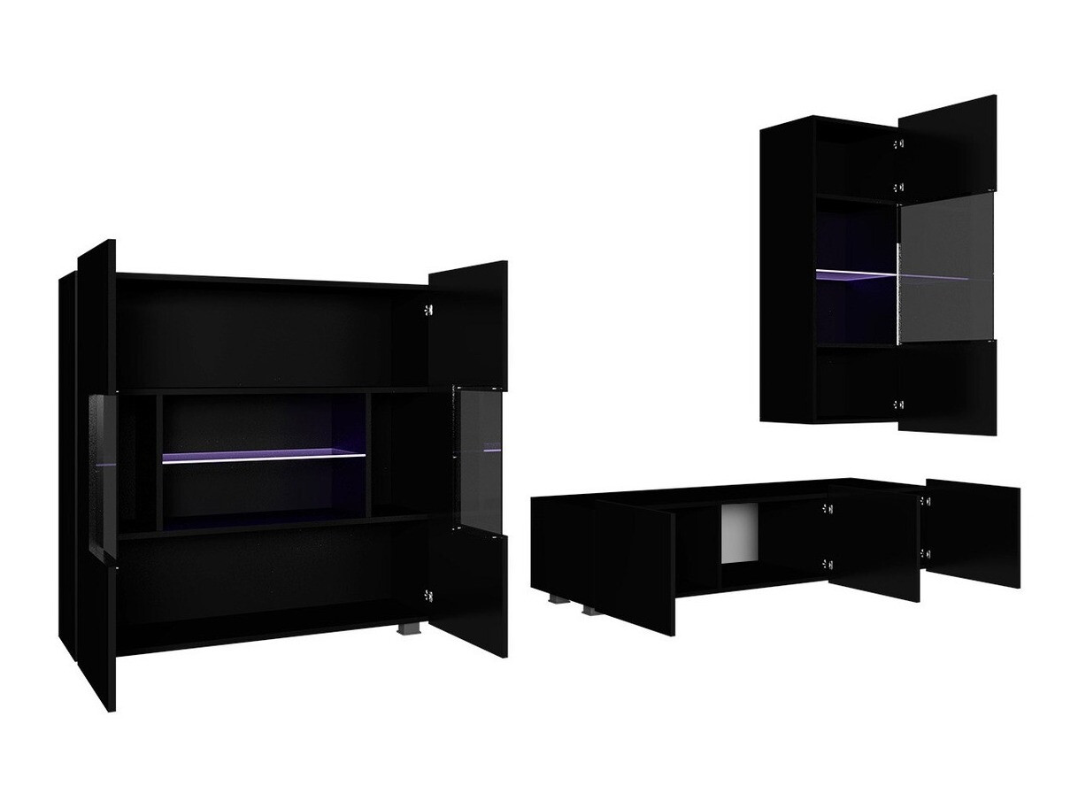 Viesistabas komplekts Tivdalu 111 (Balts + Glancēts balts)