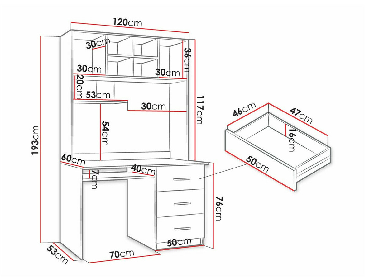 Письменный cтол Salmere 109 (Белый + Глянцевый белый + Глянцевый серый)
