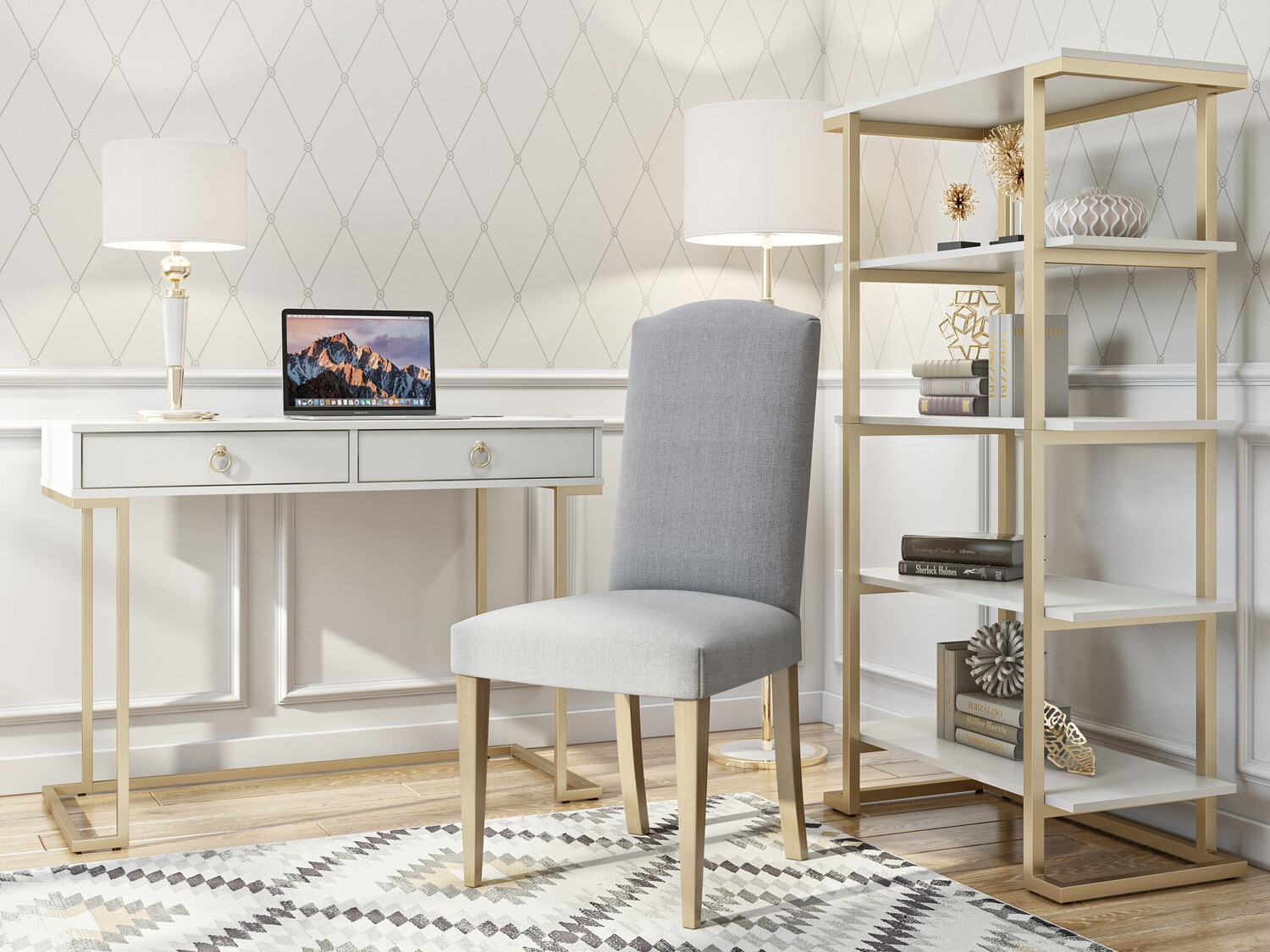 Rakstāmgalds CosmoLiving by Cosmopolitan Fersale 100 (Balts + Zelta)