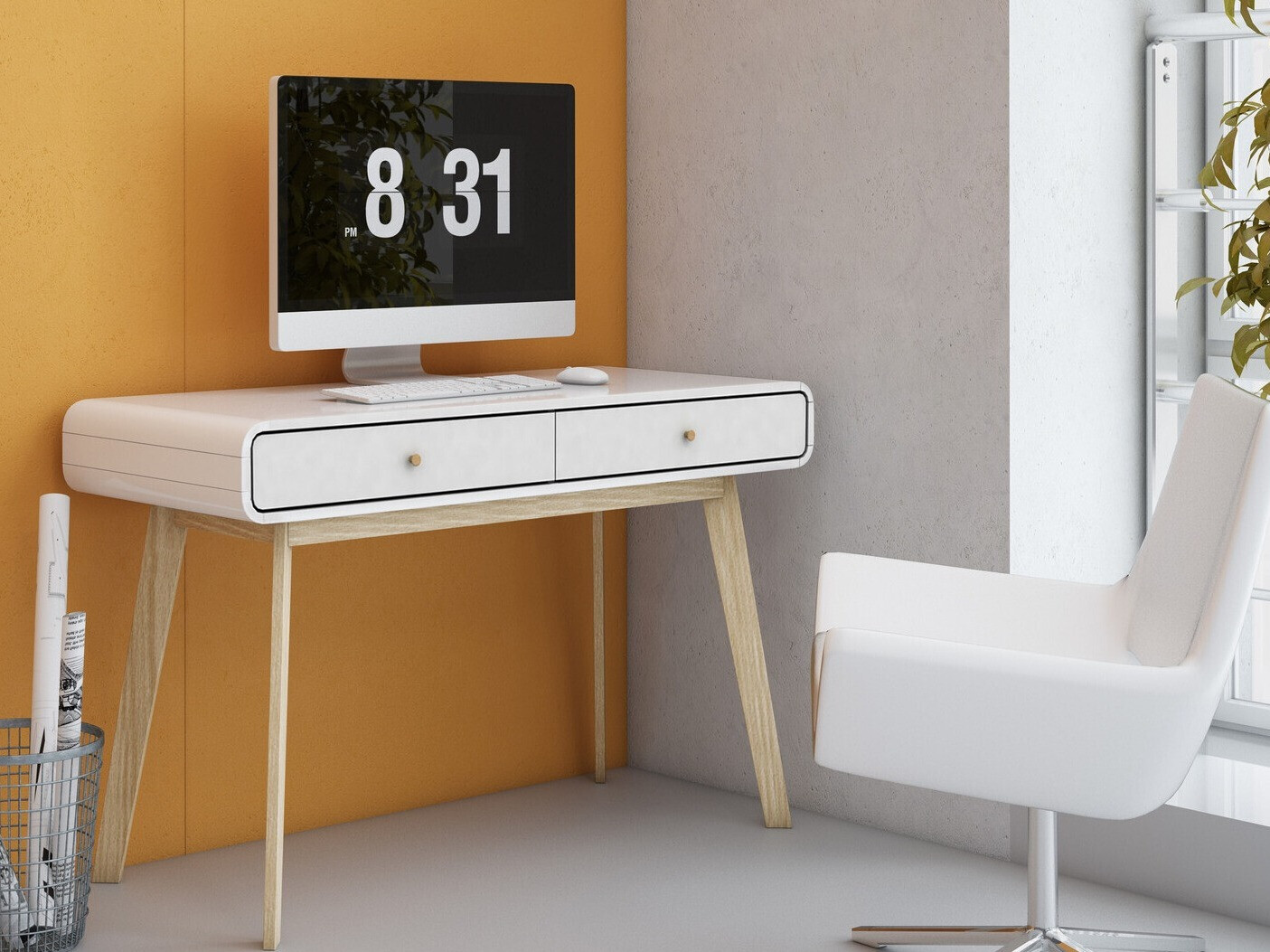 Письменный cтол Elbtena 108 (Белый + Дуб)