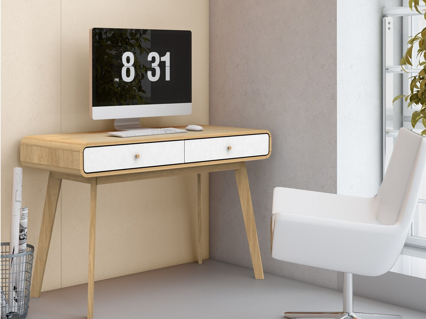 Письменный cтол Elbtena 108 (Дуб + Белый)