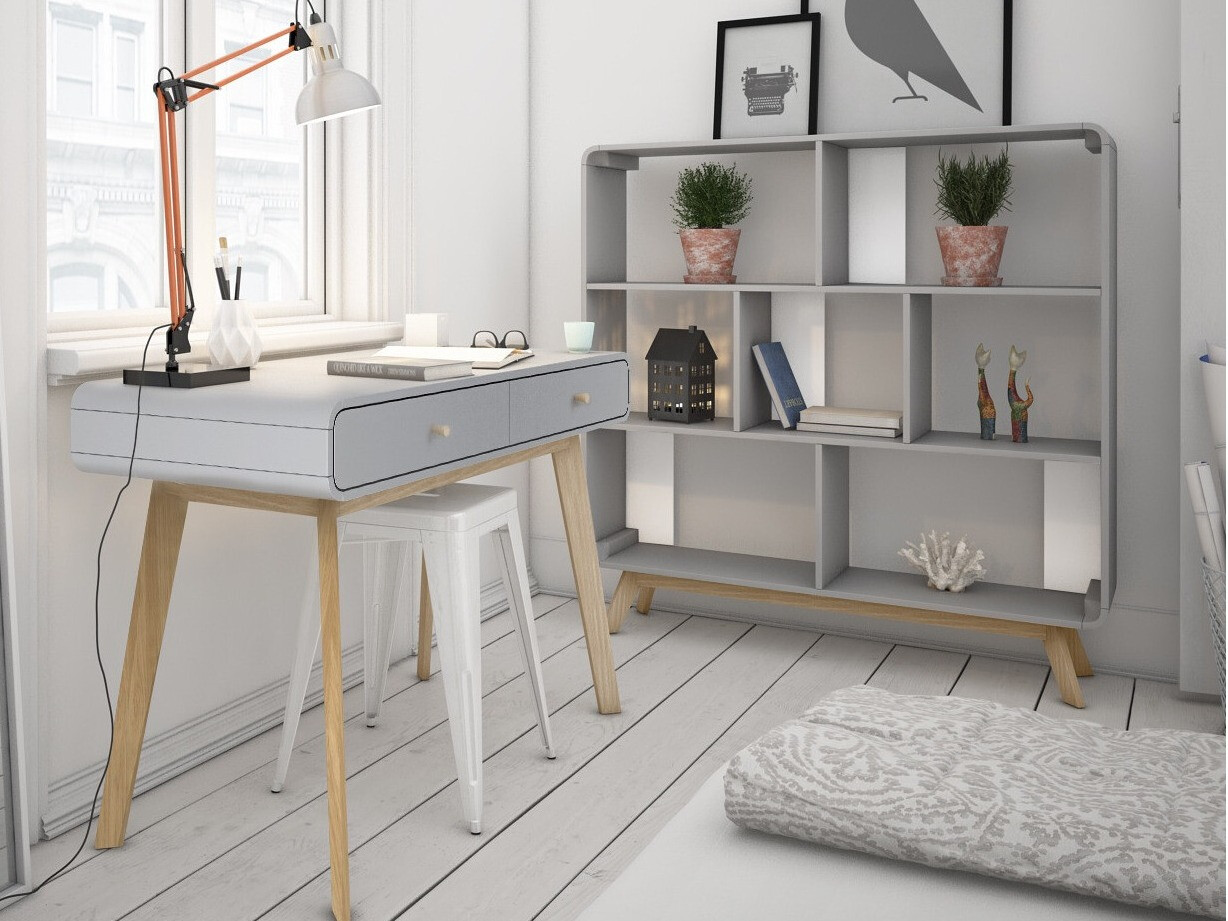 Письменный cтол Elbtena 108 (Серый + Дуб)