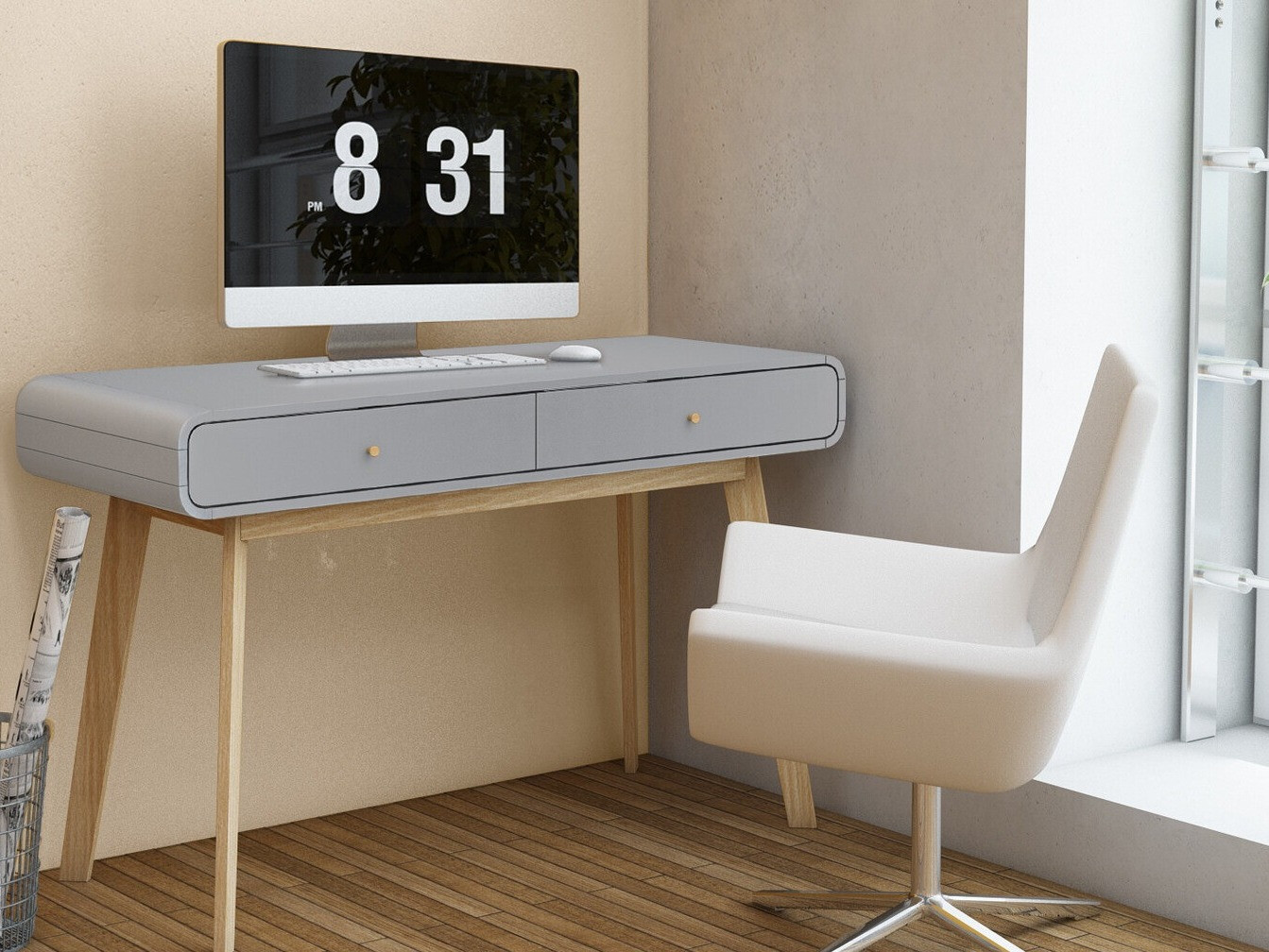 Rakstāmgalds Elbtena 108 (Pelēks + Ozols)