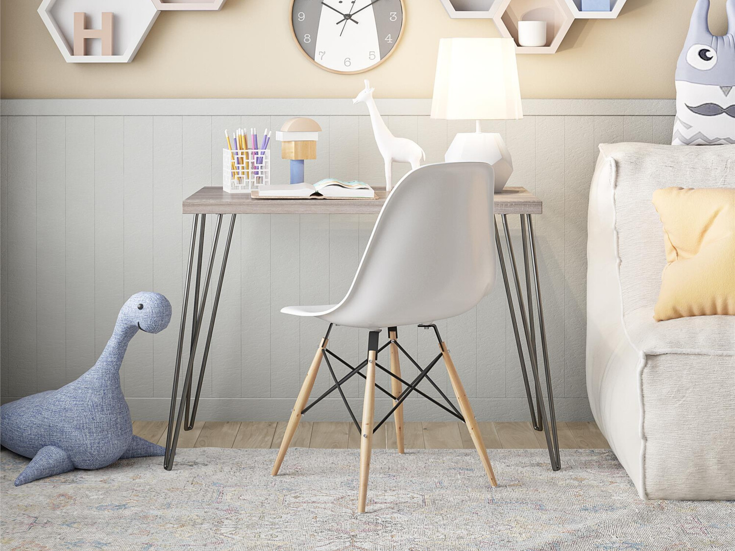 Rakstāmgalds Nutive 102 (Gaišs ozols + Melns)