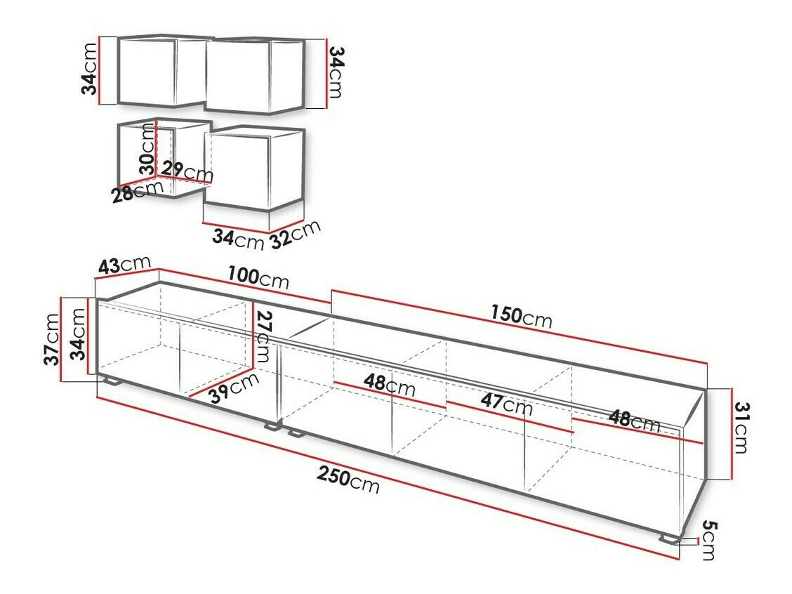 Набор для гостиной Tivdalu 132 (Золотистый дуб + Белый + Глянцевый белый)