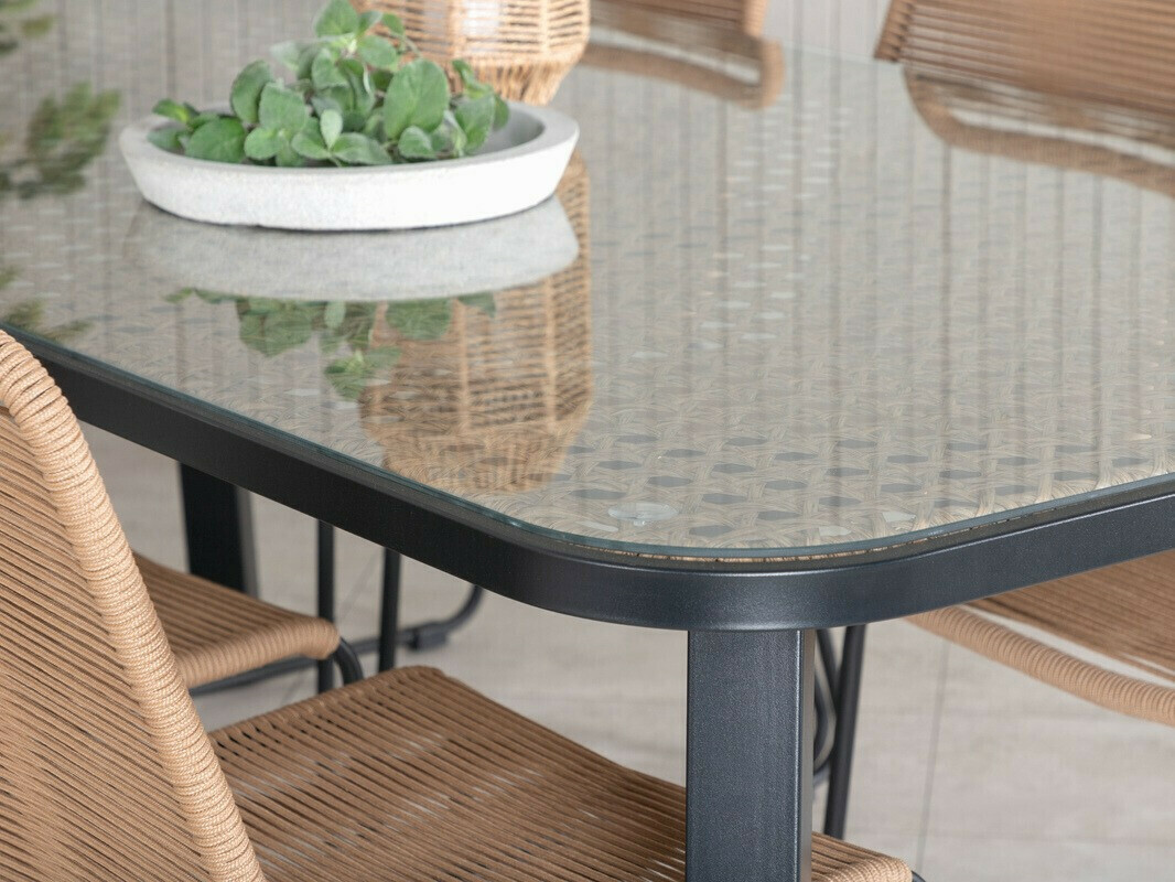 Galds un krēslu komplekts Dallas 2477 (Gaiši brūns + Melns)