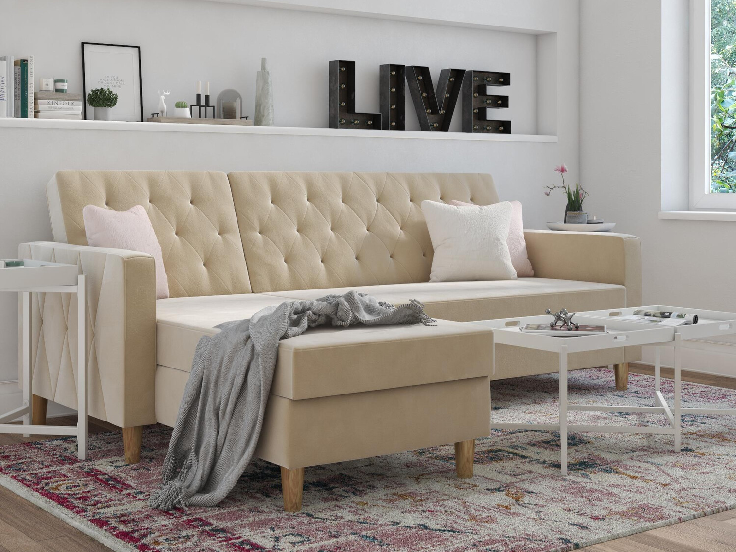 Stūra dīvāns CosmoLiving by Cosmopolitan 104 (Krēms)
