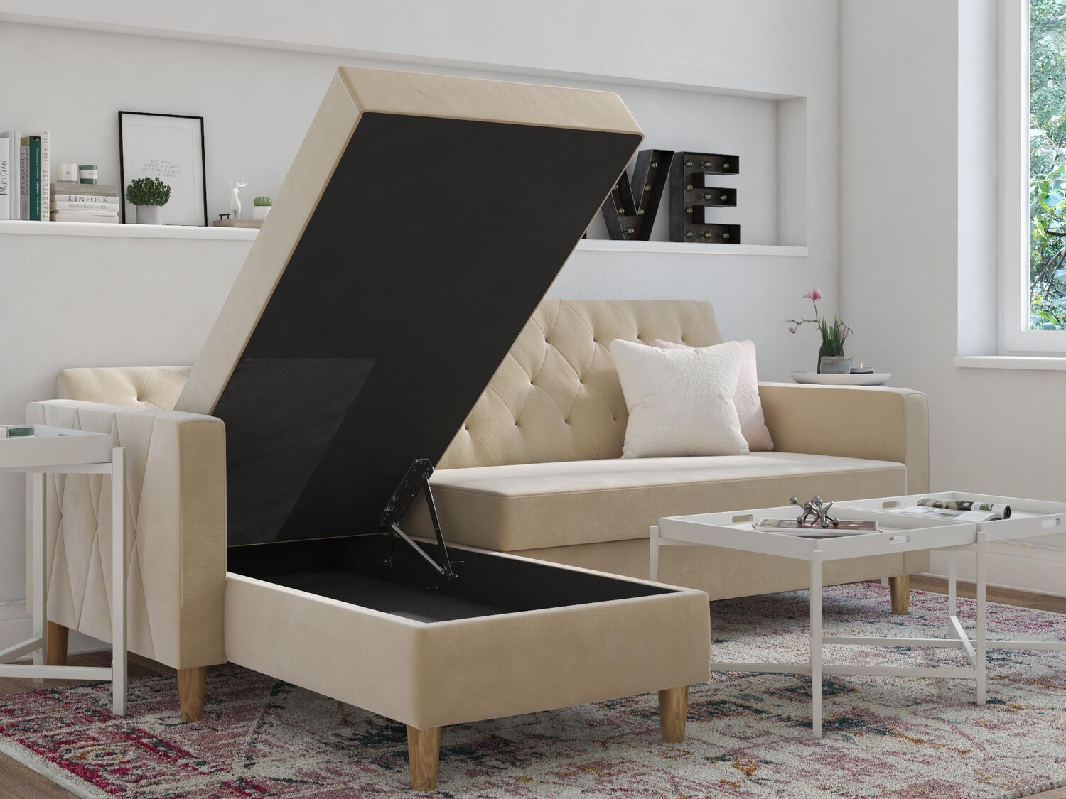 Stūra dīvāns CosmoLiving by Cosmopolitan 104 (Krēms)