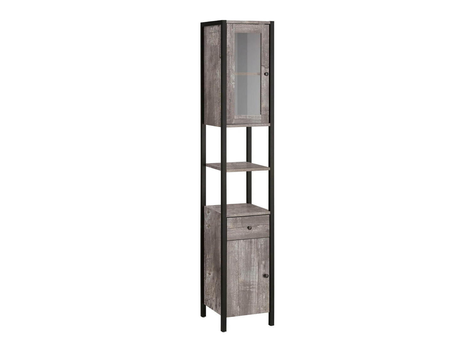 Hапольные шкафчик для ванной Larnovo 110 (Серый дуб + Чёрный)